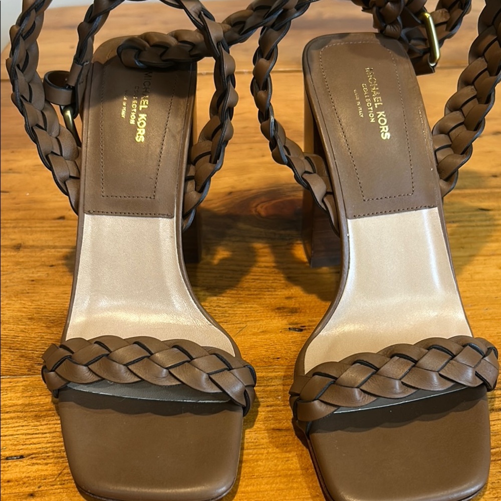 Michael Kors Brown Braided Women's Sandals size 37.5 - Picture 2 of 5
